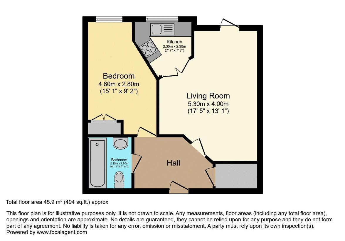 1 bedroom flat for sale - floorplan