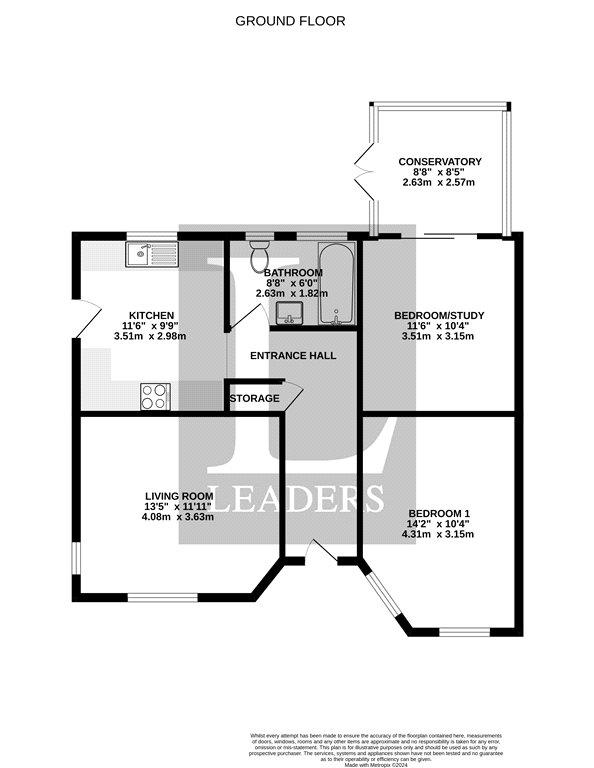 2 bedroom bungalow for sale - floorplan