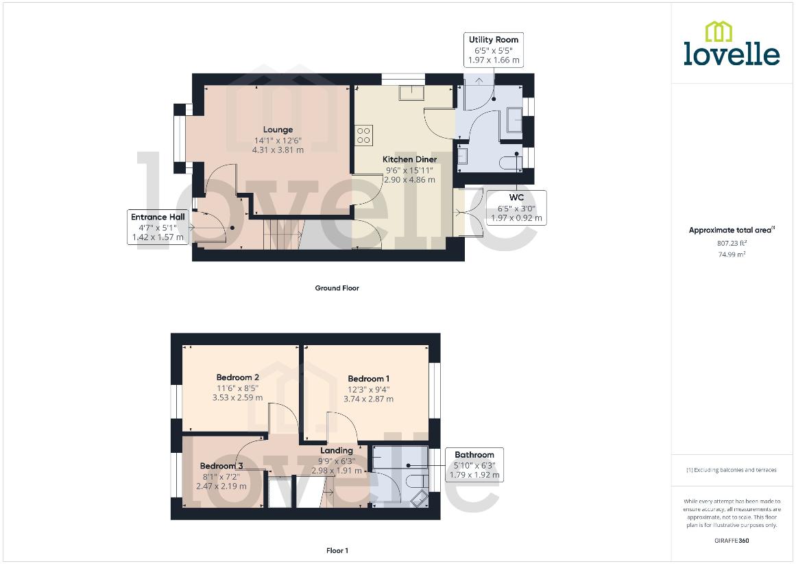 3 bedroom semi-detached house for sale - floorplan