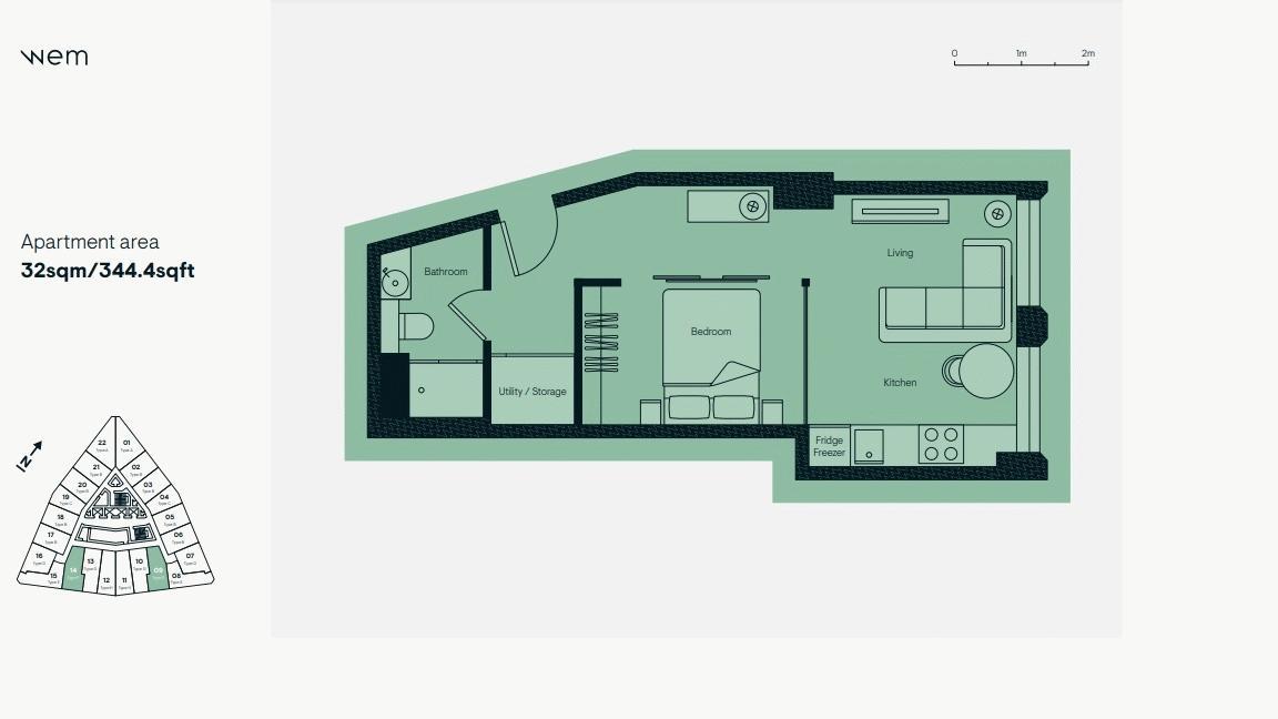 Studio flat for sale - floorplan