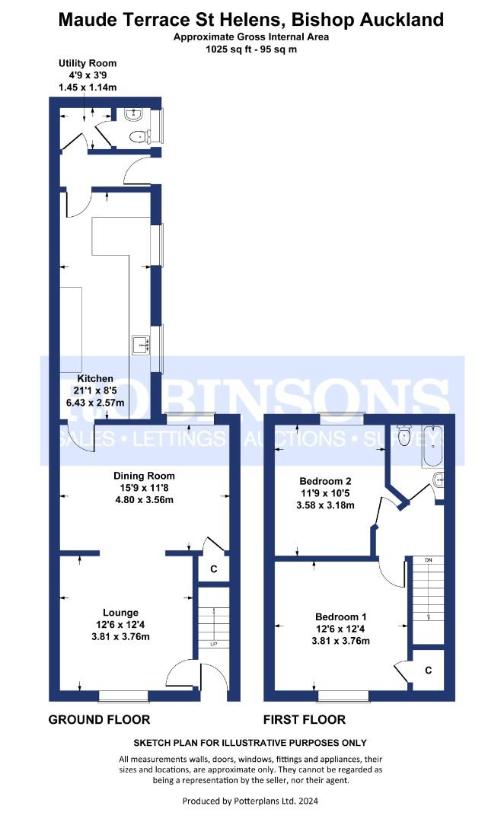 2 bedroom semi-detached house for sale - floorplan