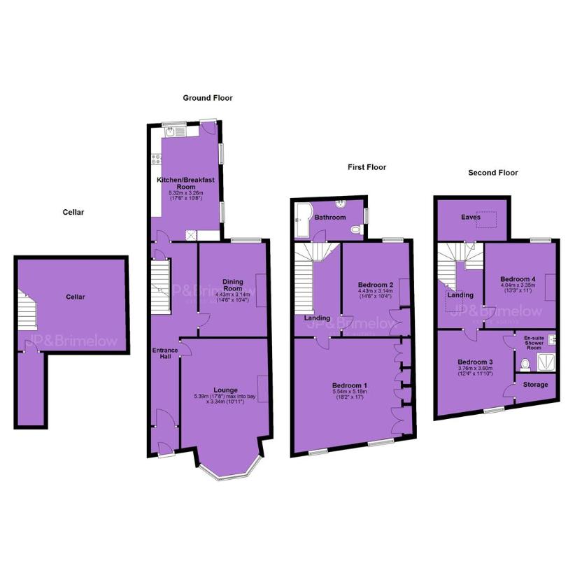 4 bedroom end of terrace house for sale - floorplan