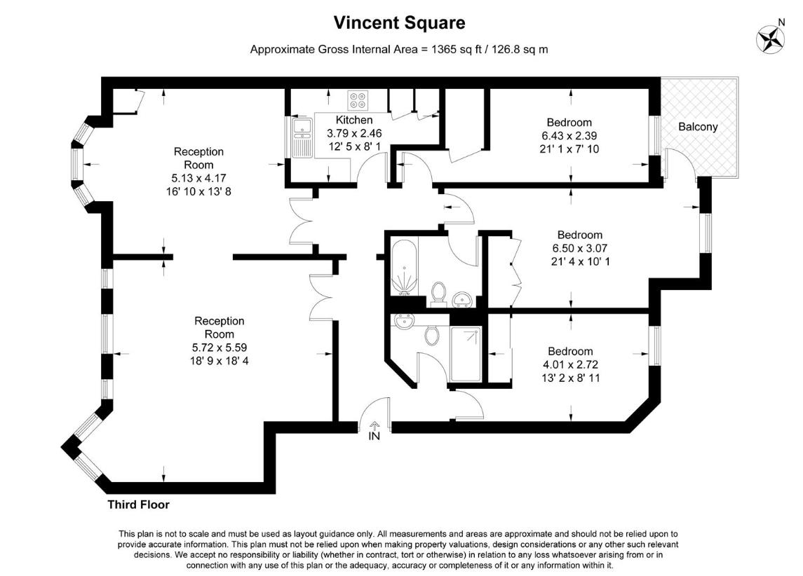 3 bedroom flat for sale - floorplan