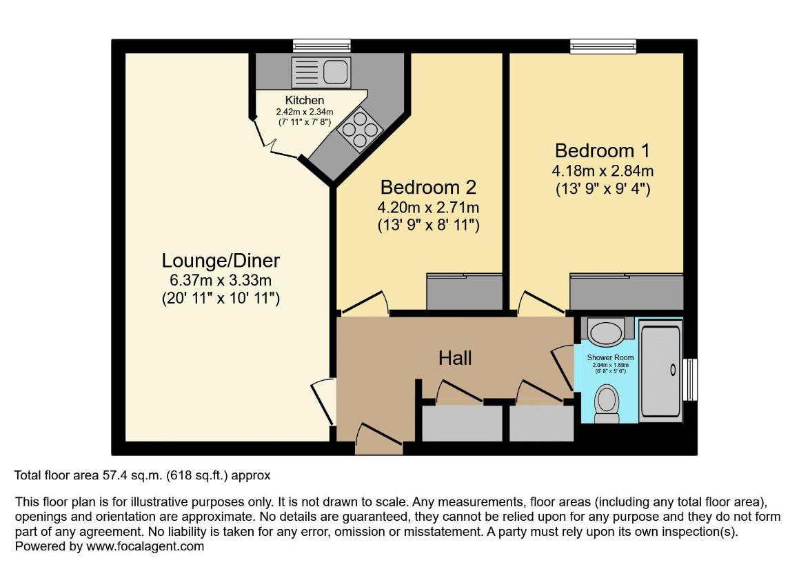 2 bedroom flat for sale - floorplan