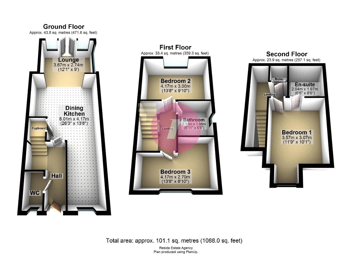 3 bedroom semi-detached house for sale - floorplan