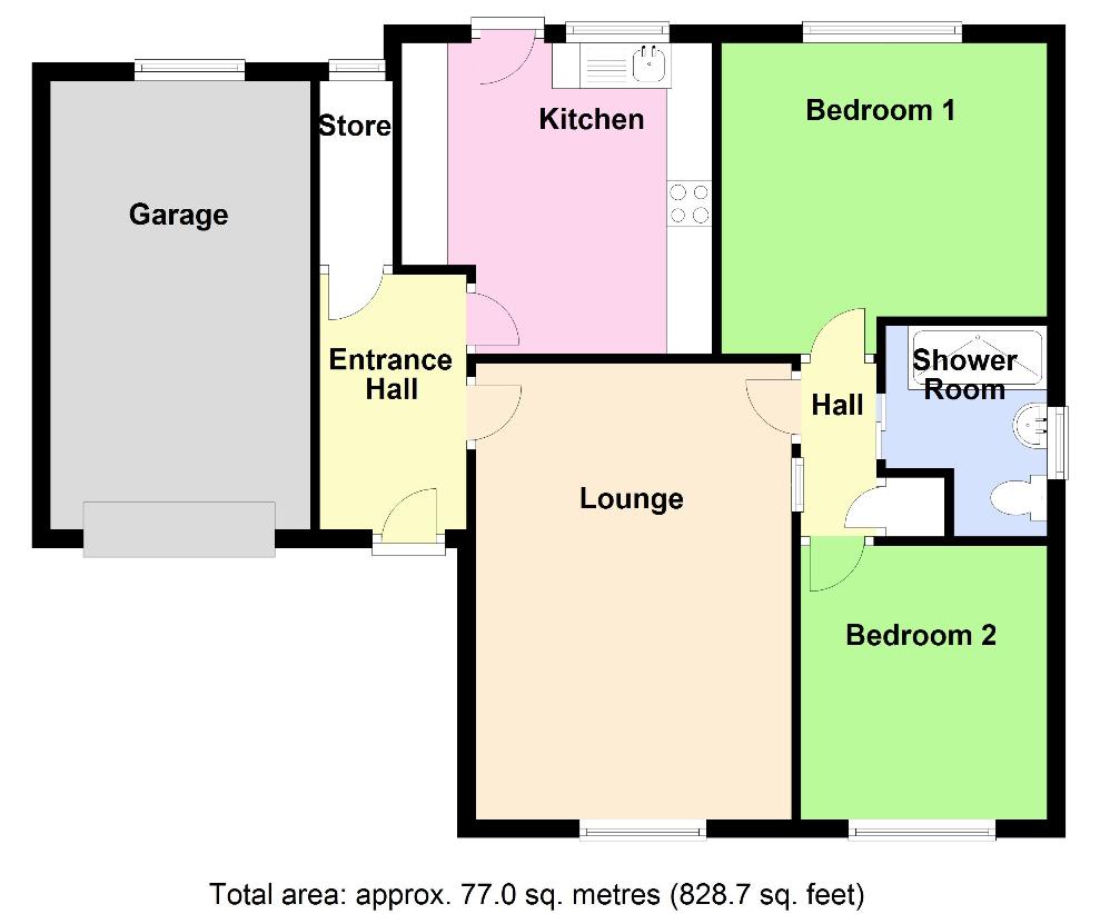 2 bedroom bungalow for sale - floorplan