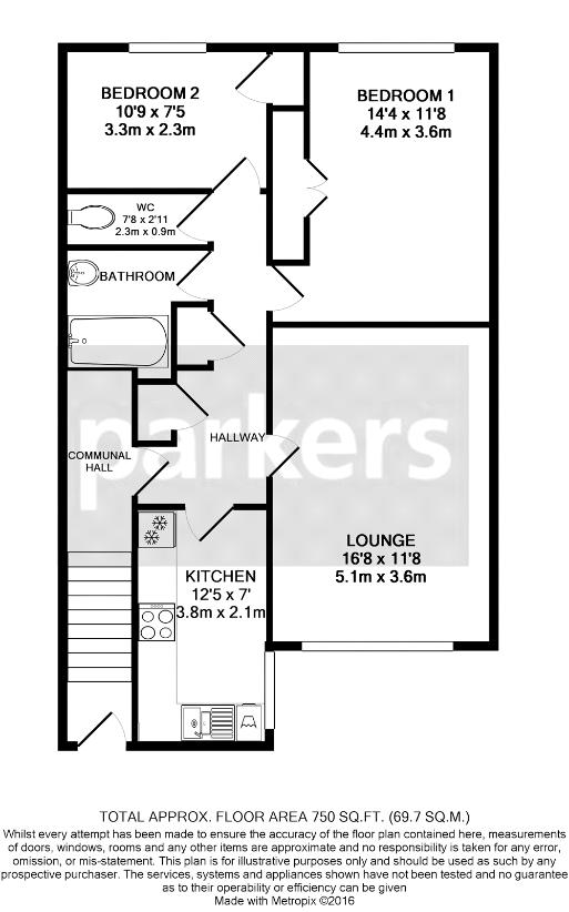 2 bedroom flat for sale - floorplan