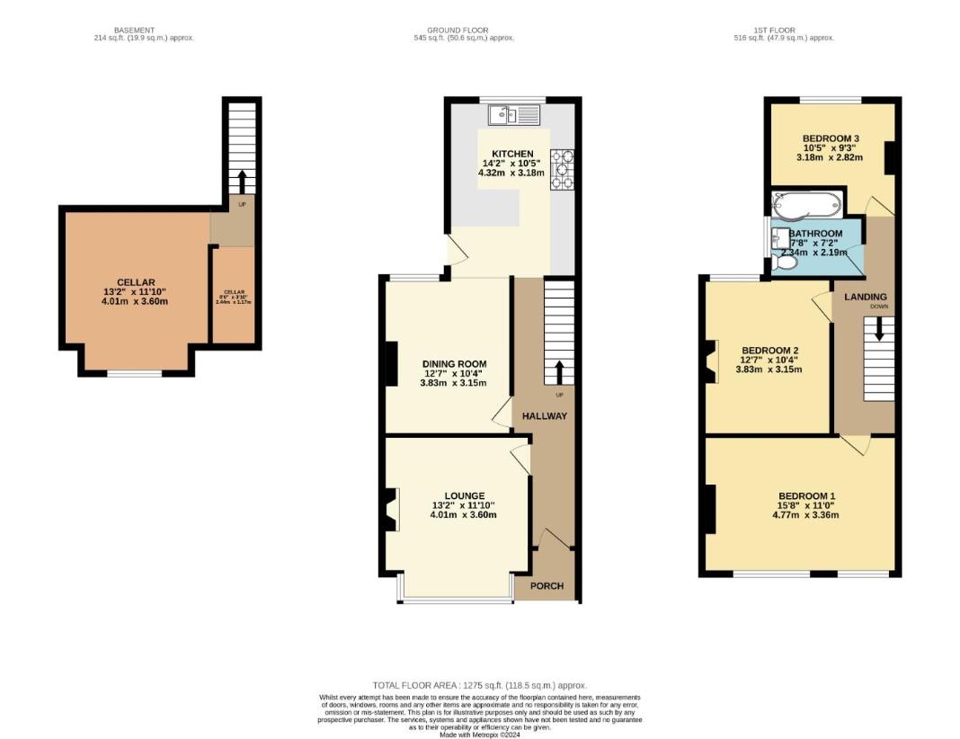 3 bedroom end of terrace house for sale - floorplan