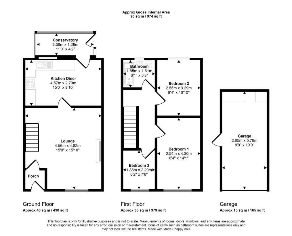 3 bedroom semi-detached house for sale - floorplan