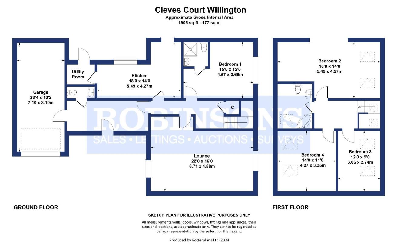 4 bedroom bungalow for sale - floorplan