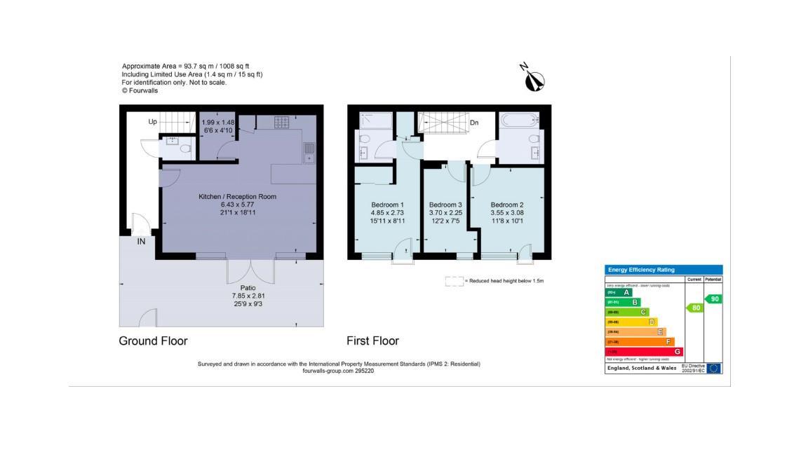 3 bedroom terraced house for sale - floorplan