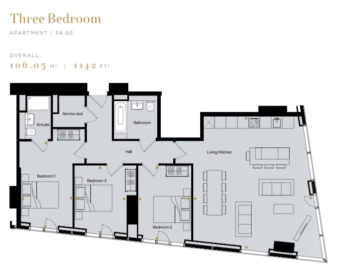 3 bedroom flat for sale - floorplan