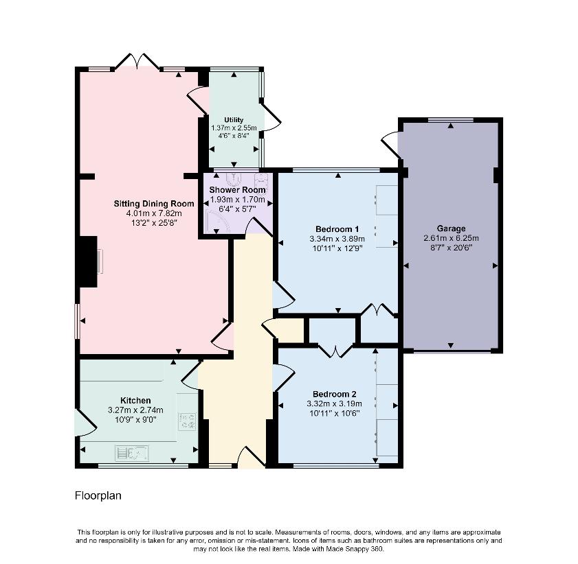 2 bedroom bungalow for sale - floorplan