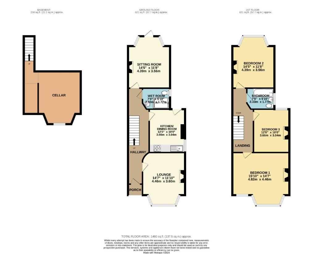 3 bedroom semi-detached house for sale - floorplan