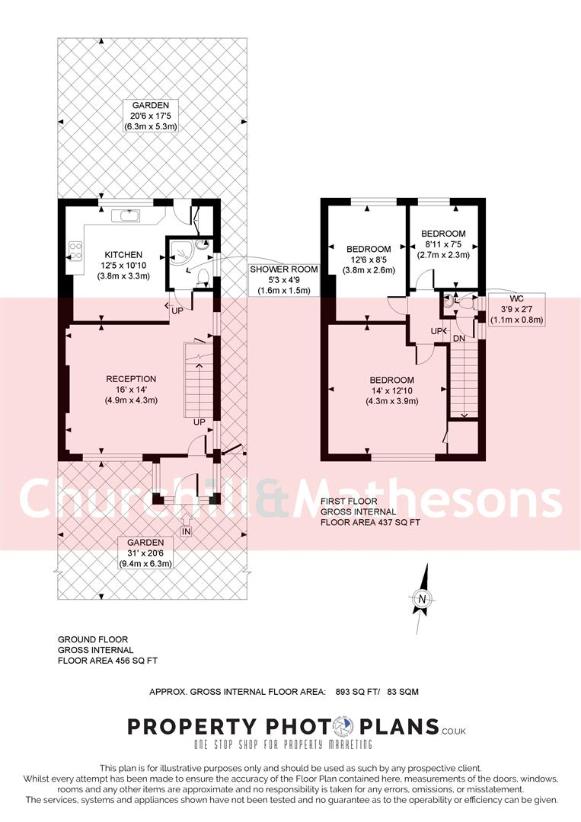 3 bedroom terraced house for sale - floorplan