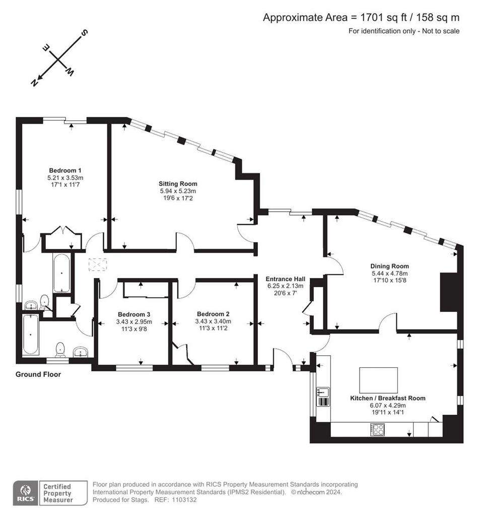 3 bedroom flat for sale - floorplan