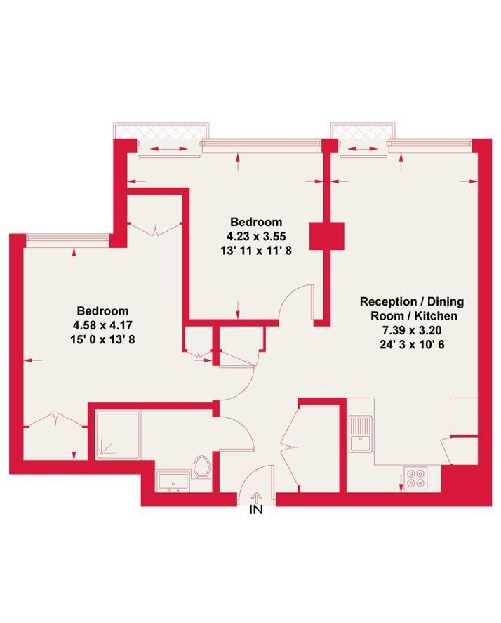 2 bedroom flat to rent - floorplan