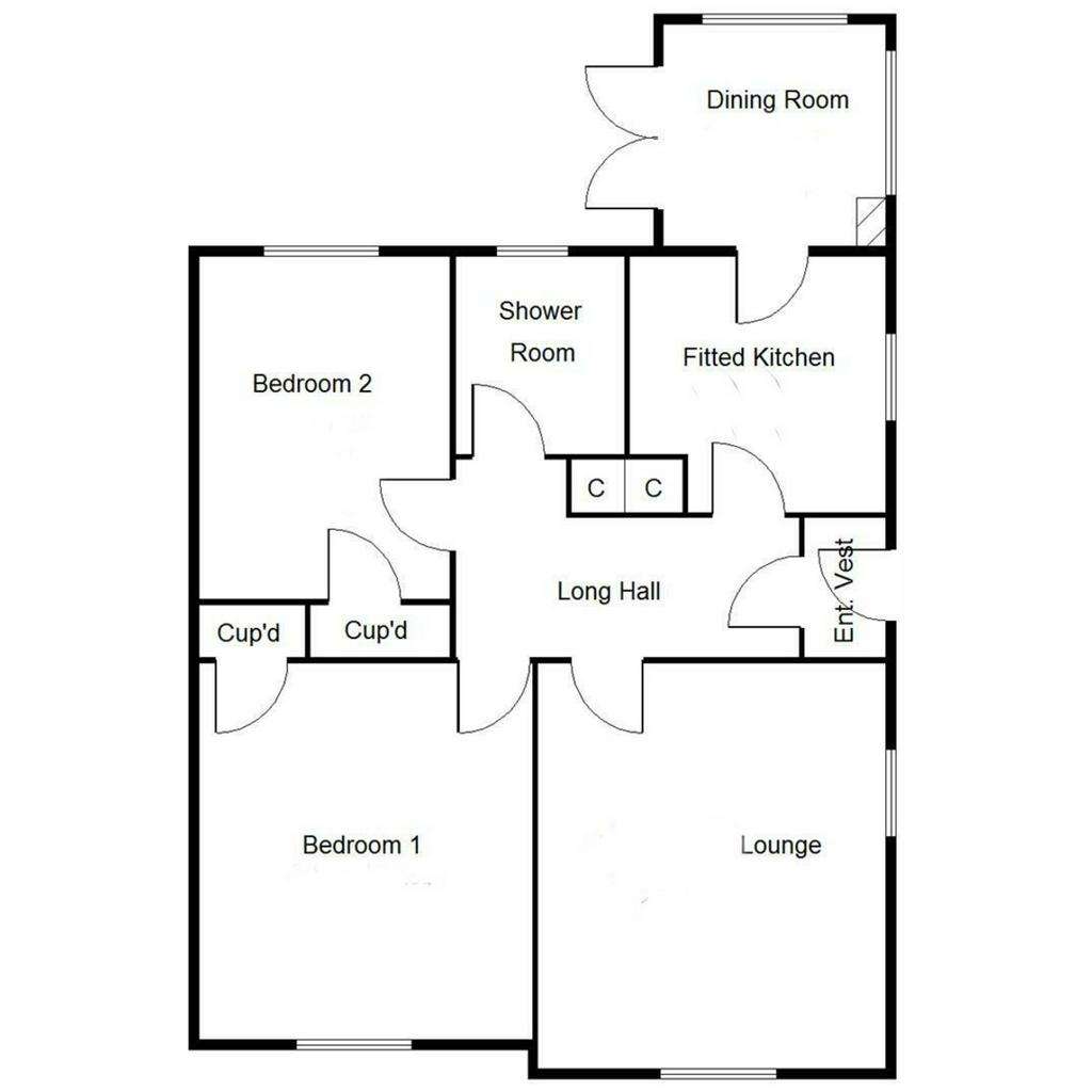 2 bedroom semi-detached bungalow for sale - floorplan