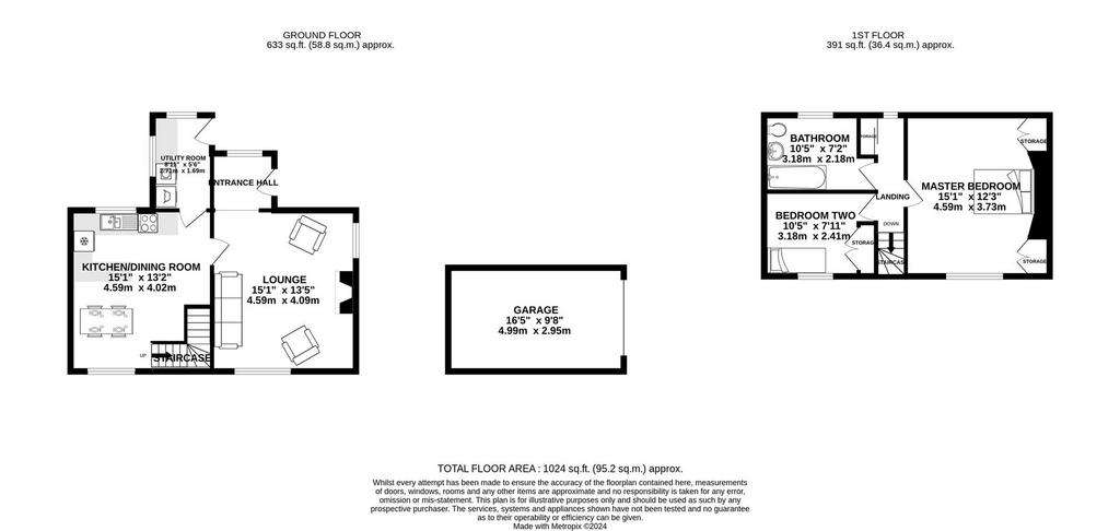 2 bedroom detached house for sale - floorplan