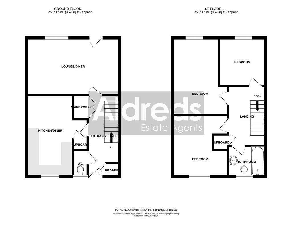 3 bedroom end of terrace house for sale - floorplan