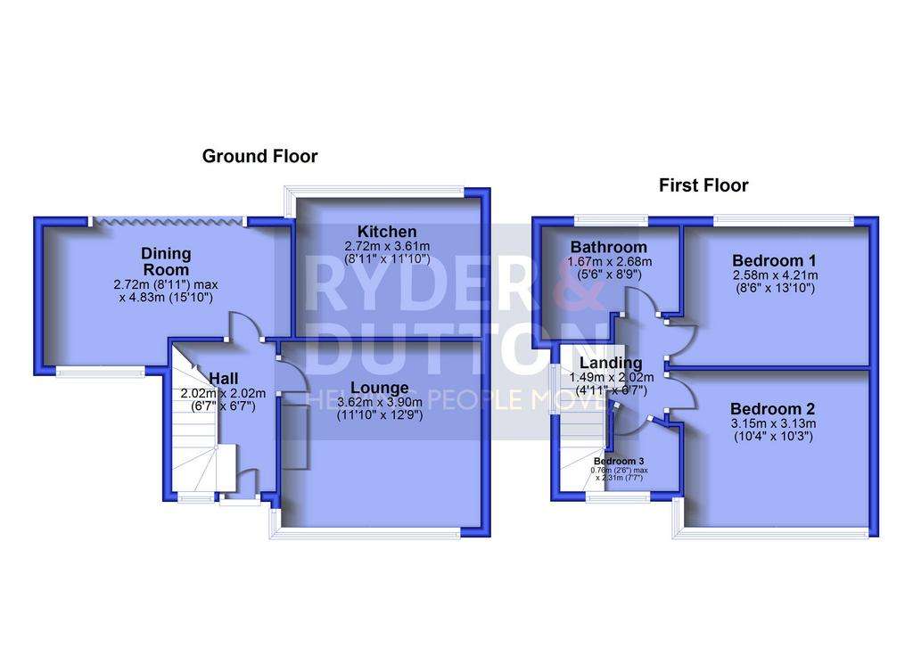 2 bedroom semi-detached house for sale - floorplan