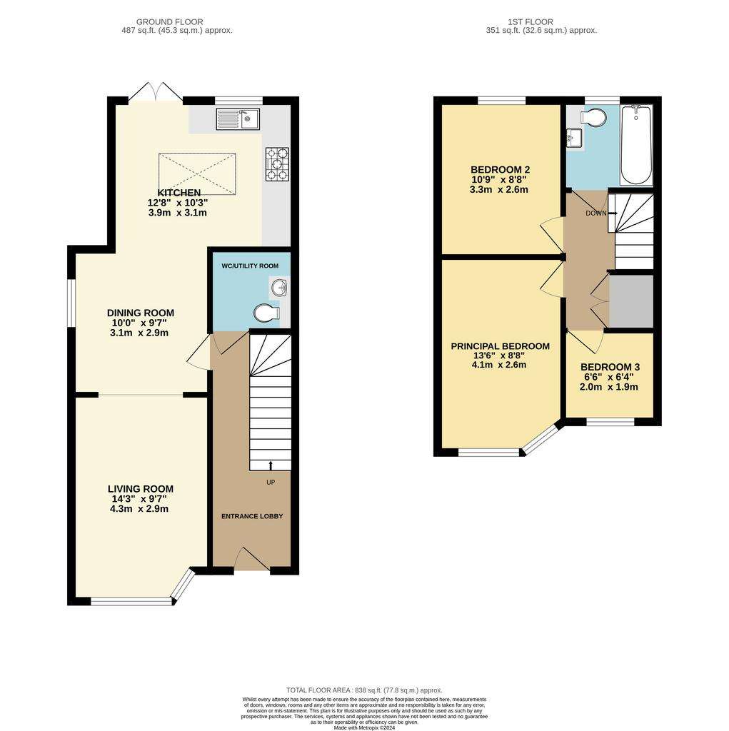 2 bedroom end of terrace house for sale - floorplan