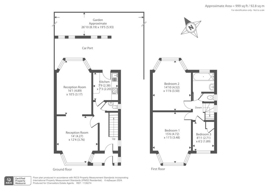 3 bedroom semi-detached house for sale - floorplan