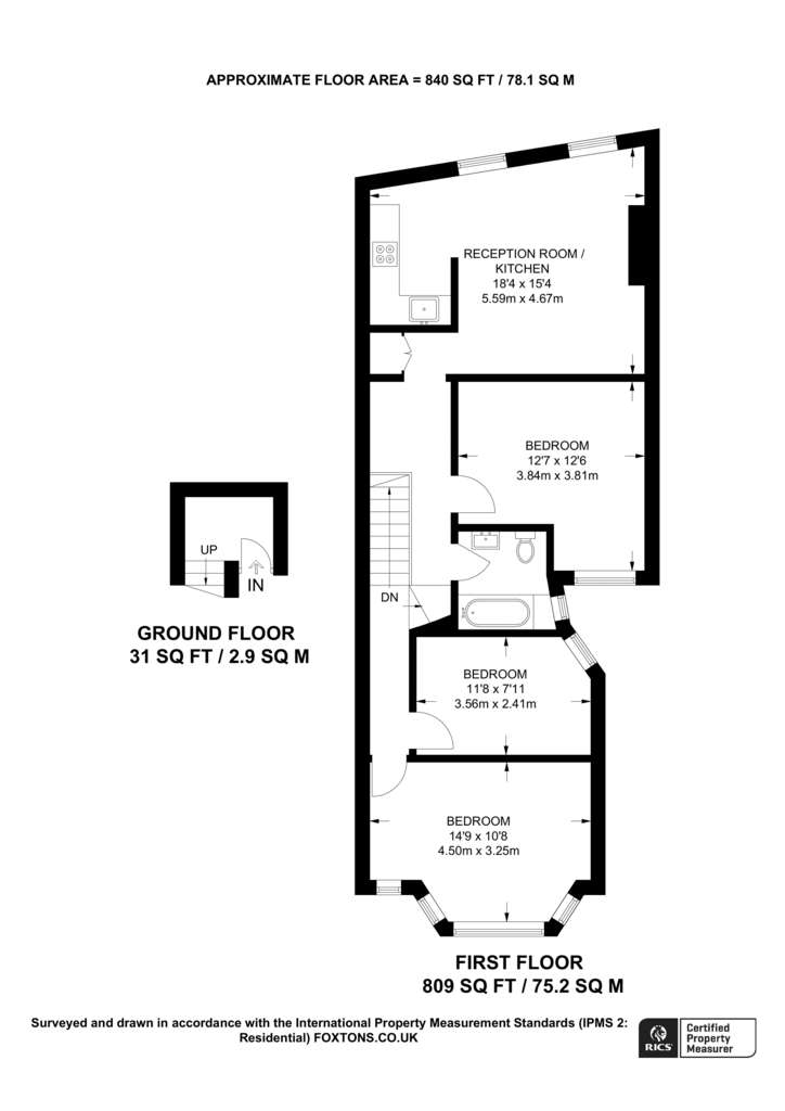 3 bedroom flat to rent - floorplan