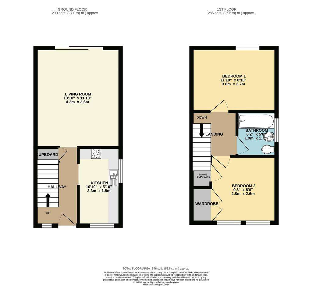 2 bedroom semi-detached house for sale - floorplan