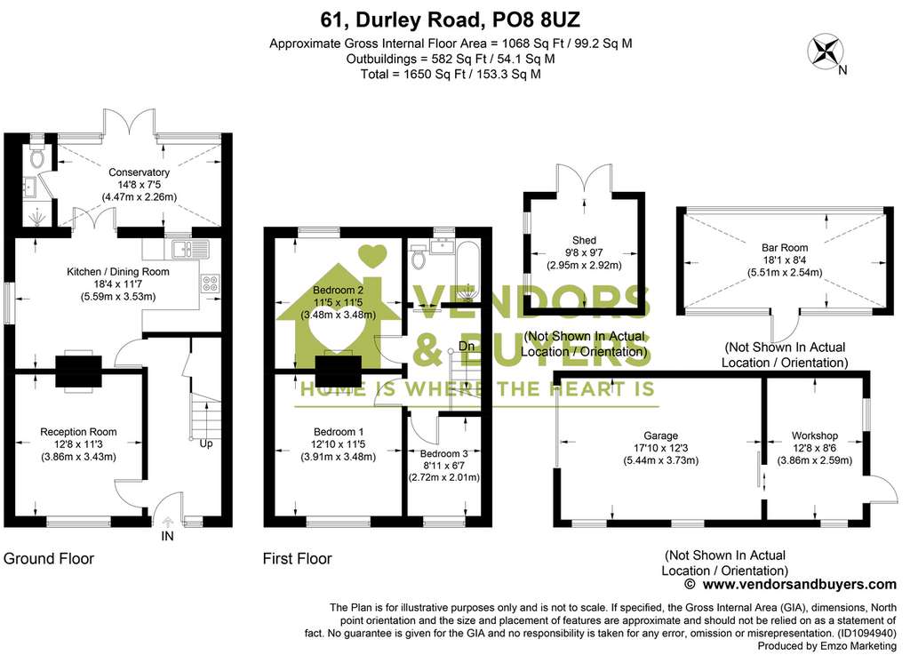 3 bedroom semi-detached house for sale - floorplan