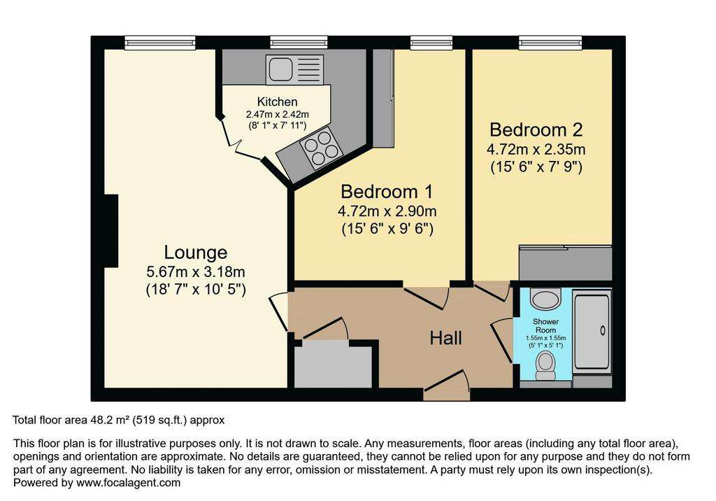 2 bedroom retirement property for sale - floorplan