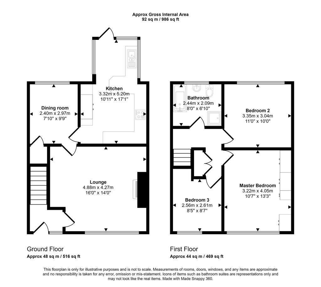 3 bedroom terraced house for sale - floorplan