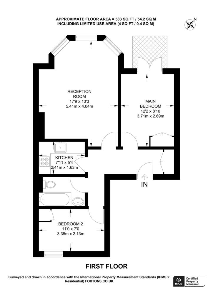 2 bedroom flat to rent - floorplan