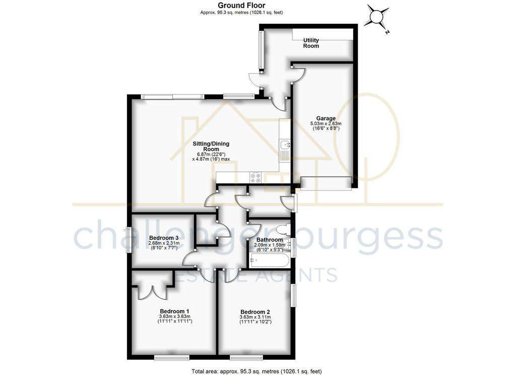 3 bedroom detached bungalow for sale - floorplan