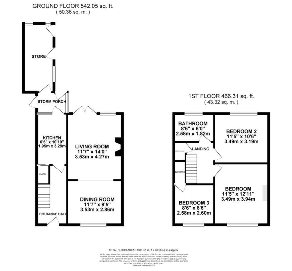 3 bedroom terraced house for sale - floorplan