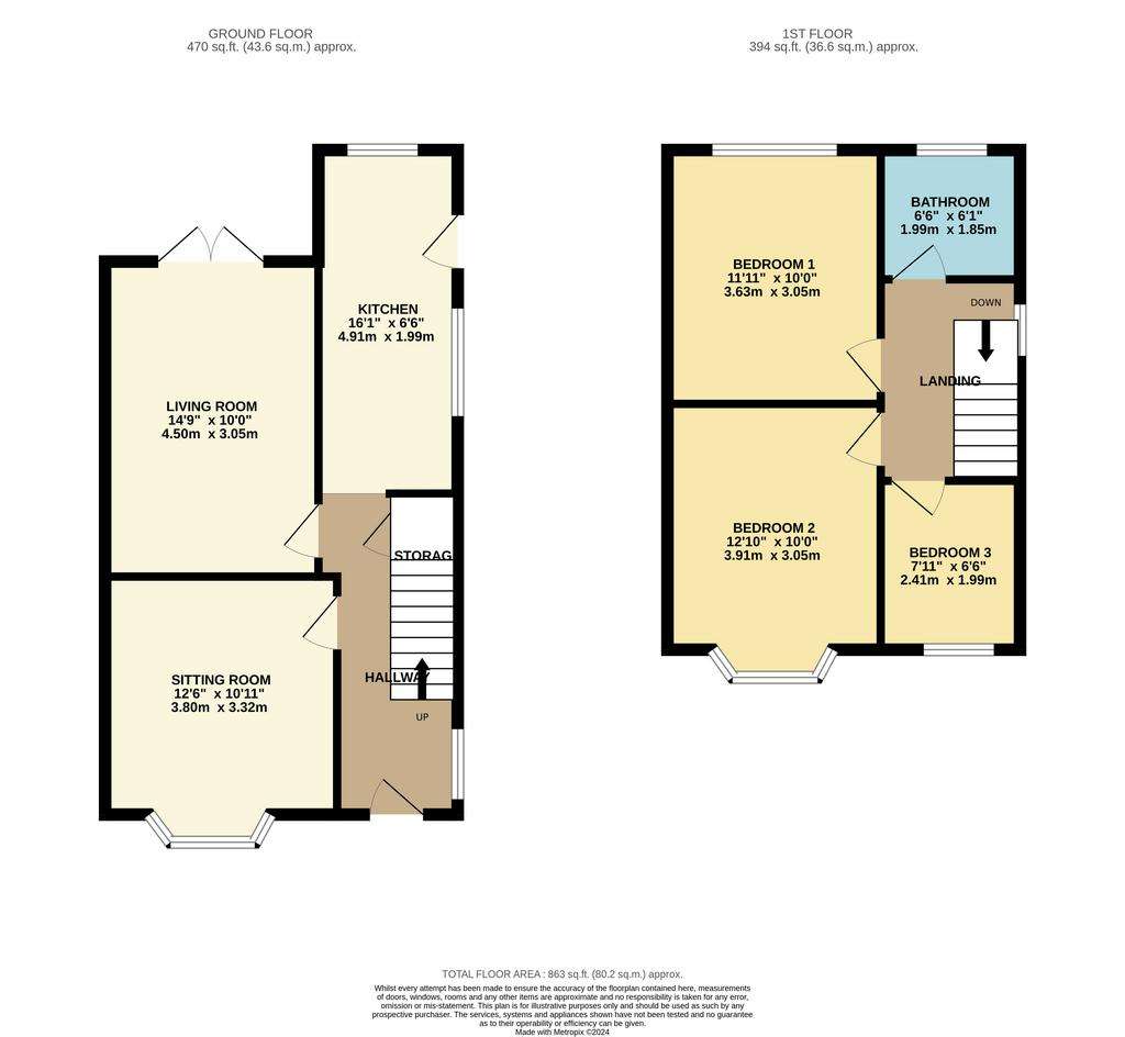 3 bedroom semi-detached house for sale - floorplan