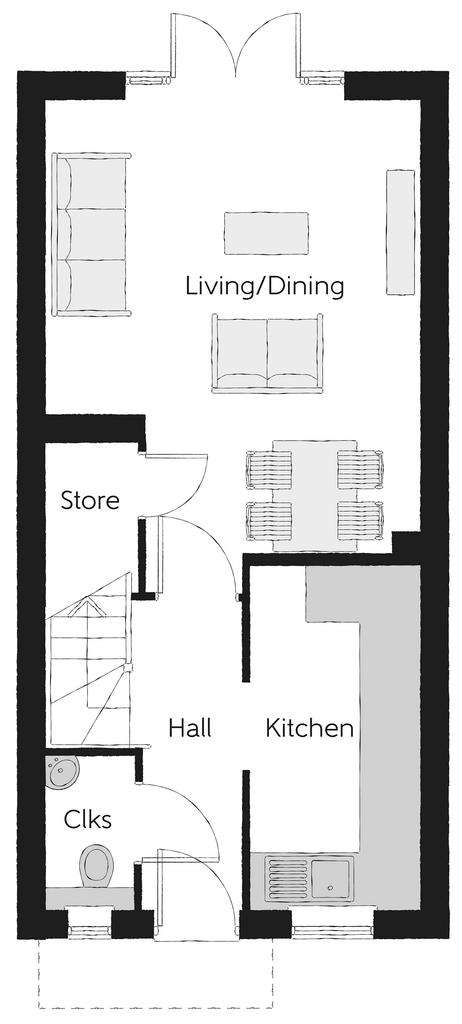 2 bedroom terraced house for sale - floorplan