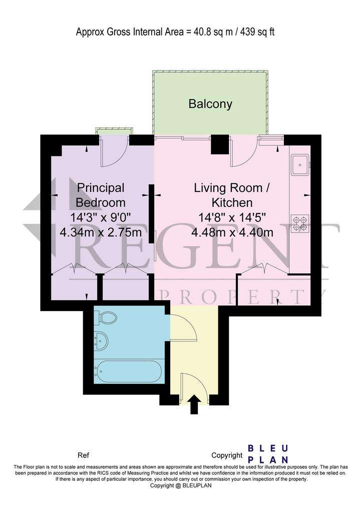 Studio flat to rent - floorplan