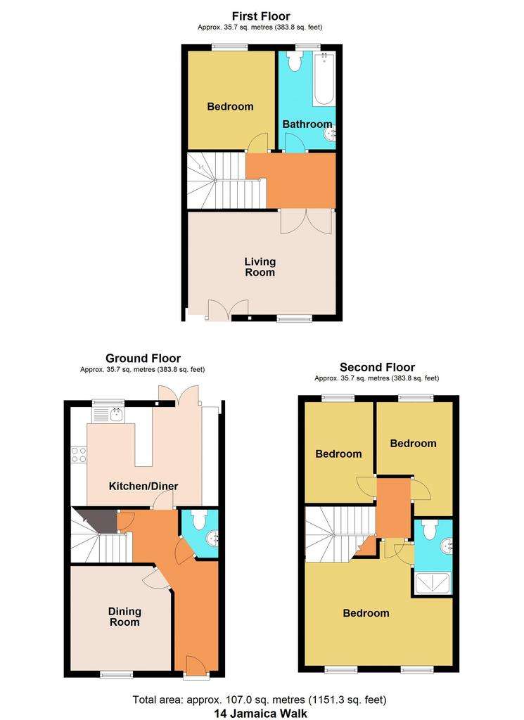 4 bedroom terraced house for sale - floorplan