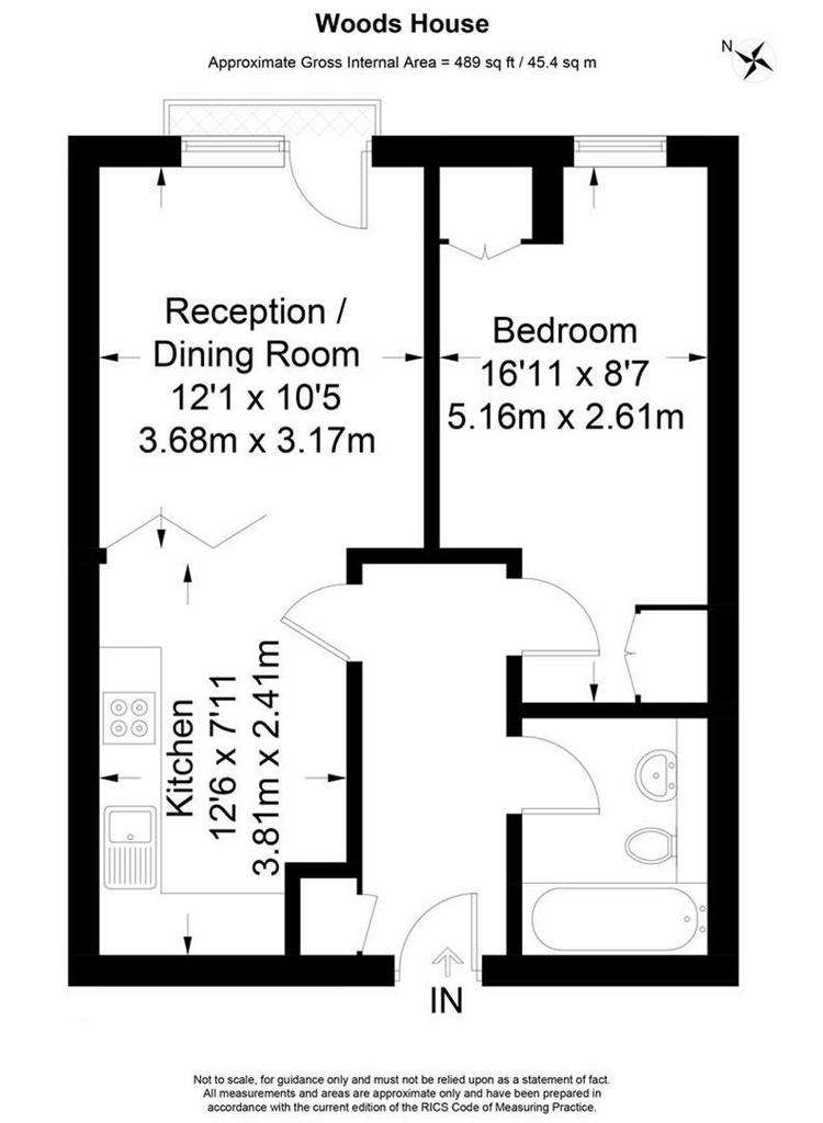 1 bedroom flat to rent - floorplan