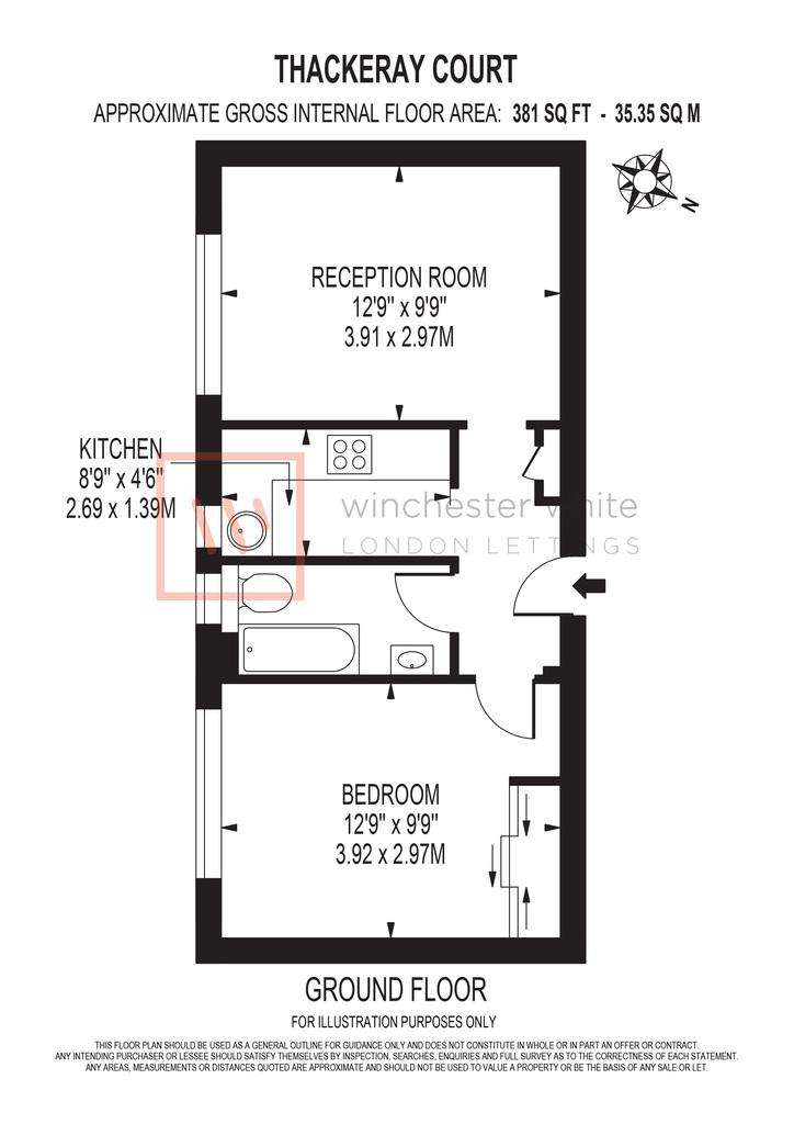 1 bedroom flat to rent - floorplan