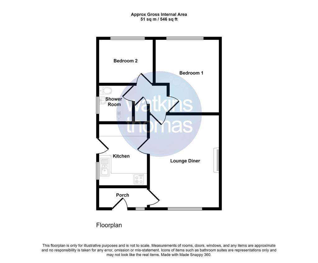 2 bedroom semi-detached bungalow for sale - floorplan