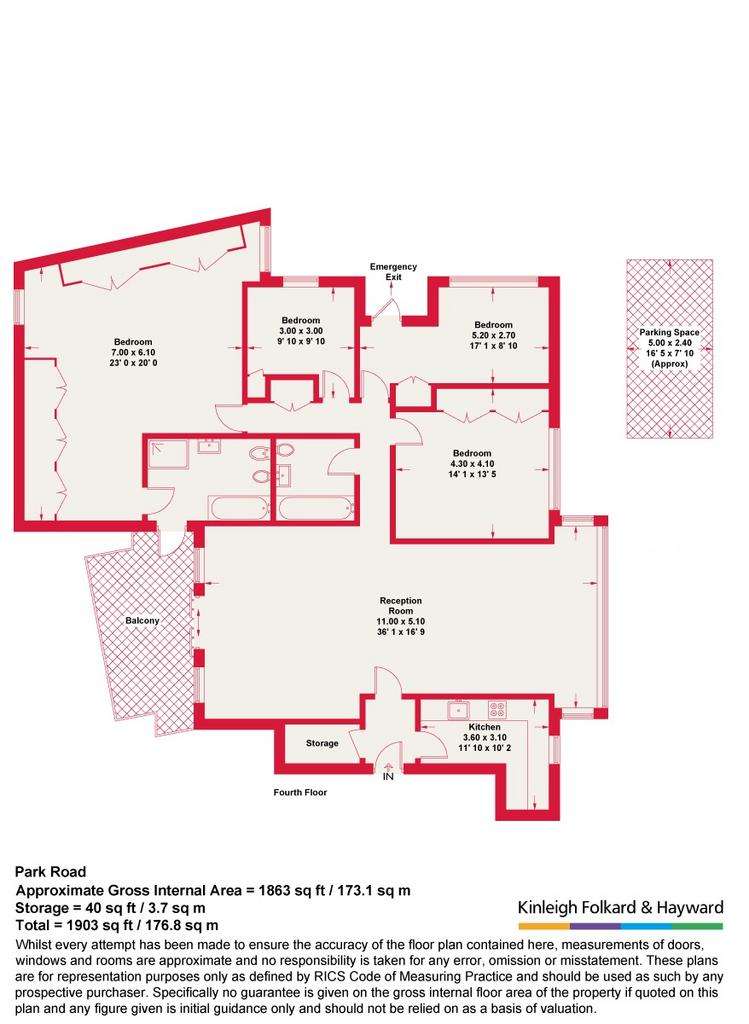 4 bedroom flat for sale - floorplan