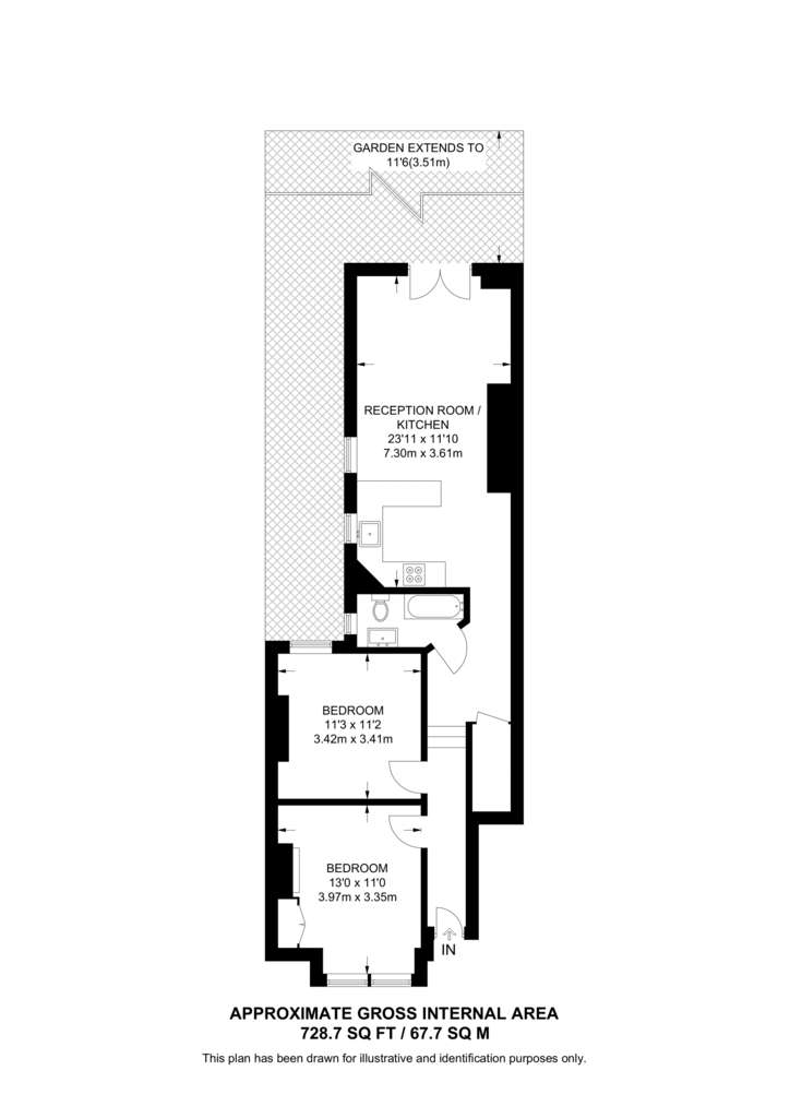 2 bedroom flat to rent - floorplan