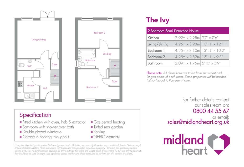 2 bedroom semi-detached house for sale - floorplan