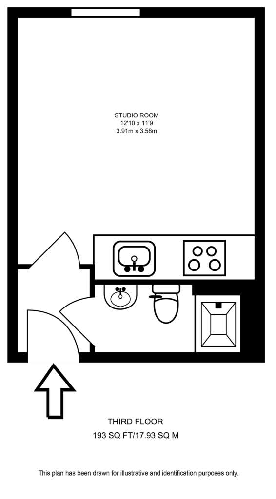 Studio flat to rent - floorplan