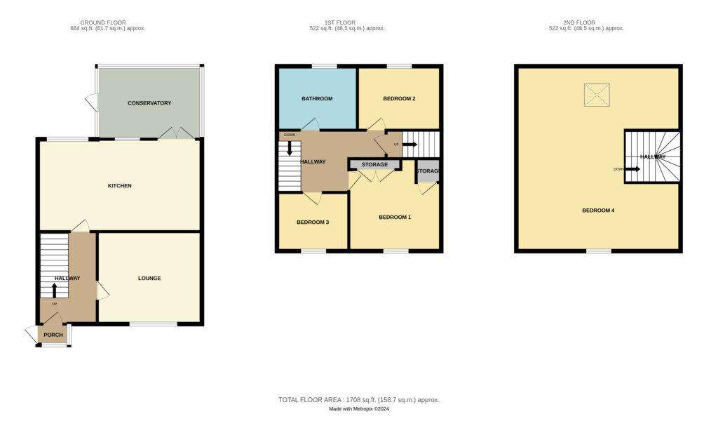 4 bedroom semi-detached house for sale - floorplan