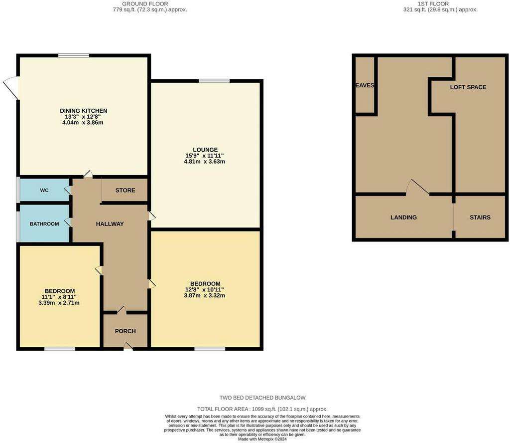 2 bedroom bungalow for sale - floorplan