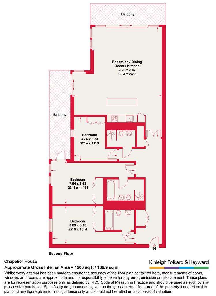 3 bedroom flat for sale - floorplan