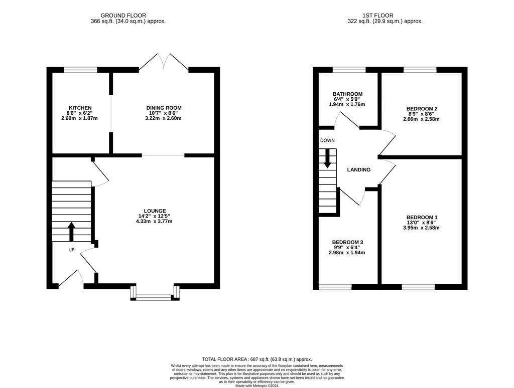 3 bedroom end of terrace house for sale - floorplan